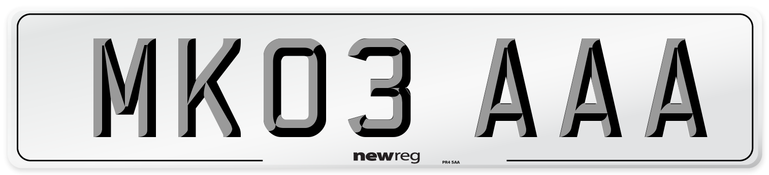 MK03 AAA Number Plate from New Reg